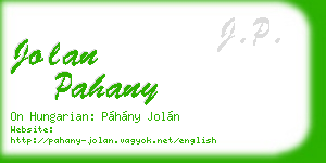 jolan pahany business card