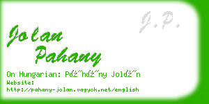 jolan pahany business card